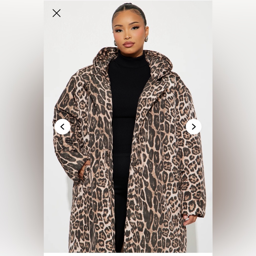NWT Fashion Nova Leopard Print Puffer Coat SIZE 2X - Picture 2 of 4